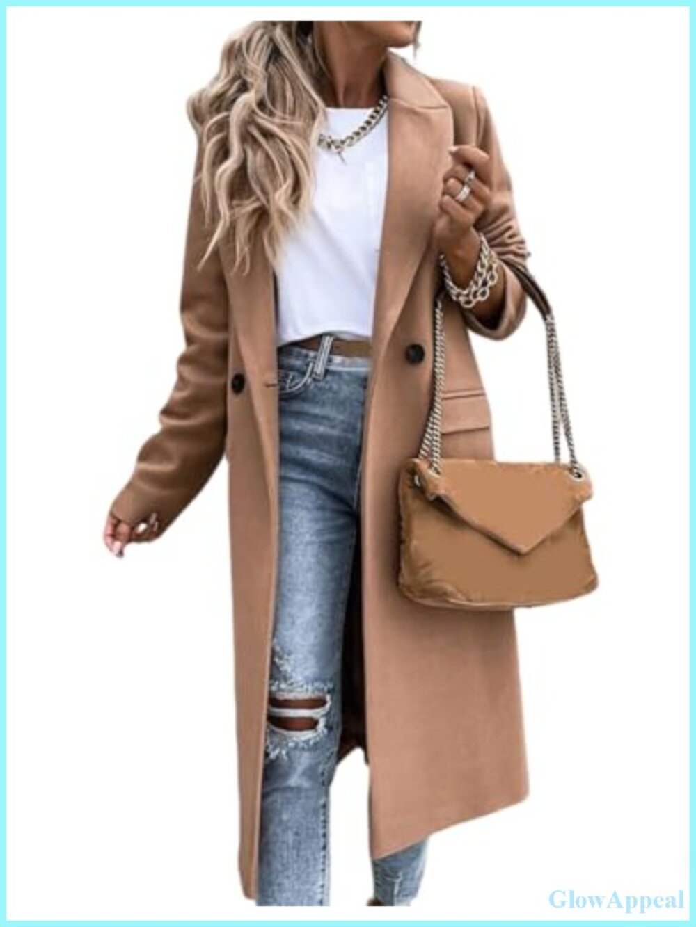Women's Long Wool Peacoat Notch Lapel Button Front Fully Lined